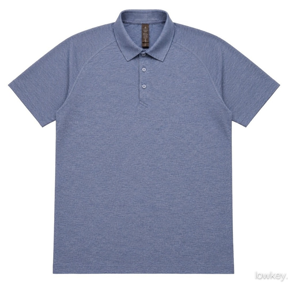 Lululemon Metal Vent Tech Polo 2.0 Blue Heathered Short Sleeve Mens Large Gym